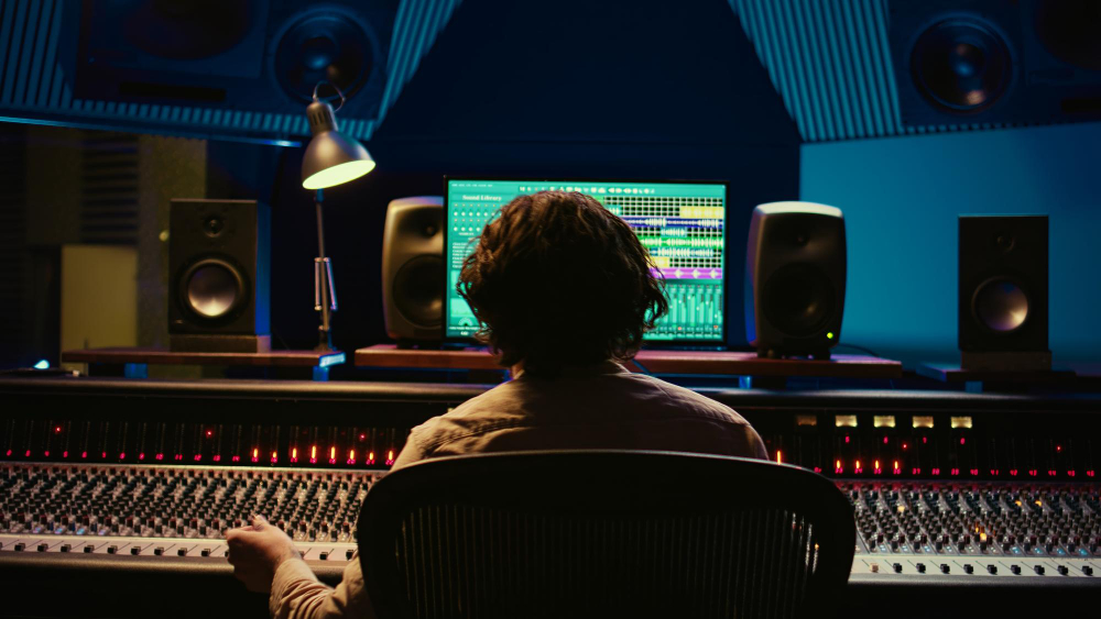 Sound engineer in the studio