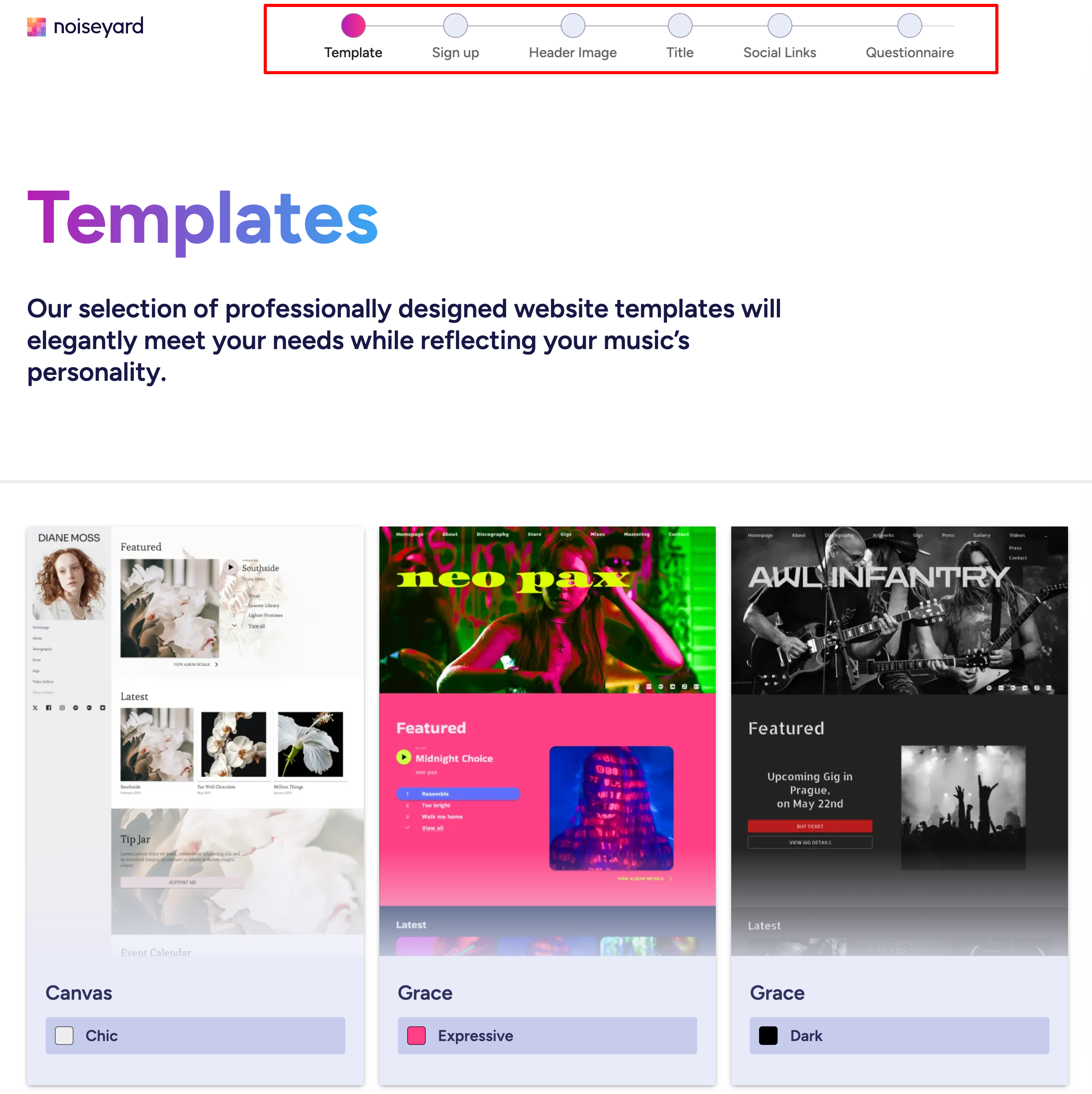 Noiseyard SignUp Onboarding